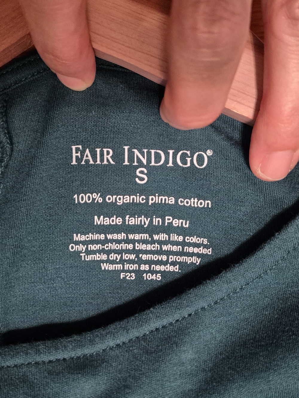 Fair Indigo 100% Organic Pima Cotton Half Sleeve Boat Neck Dress - Peacock Teal - Picture 5 of 10